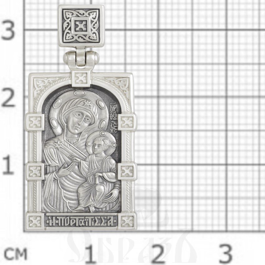 образок «иверская икона божией матери», золото 585 проба белое (арт. 202.127-3)
