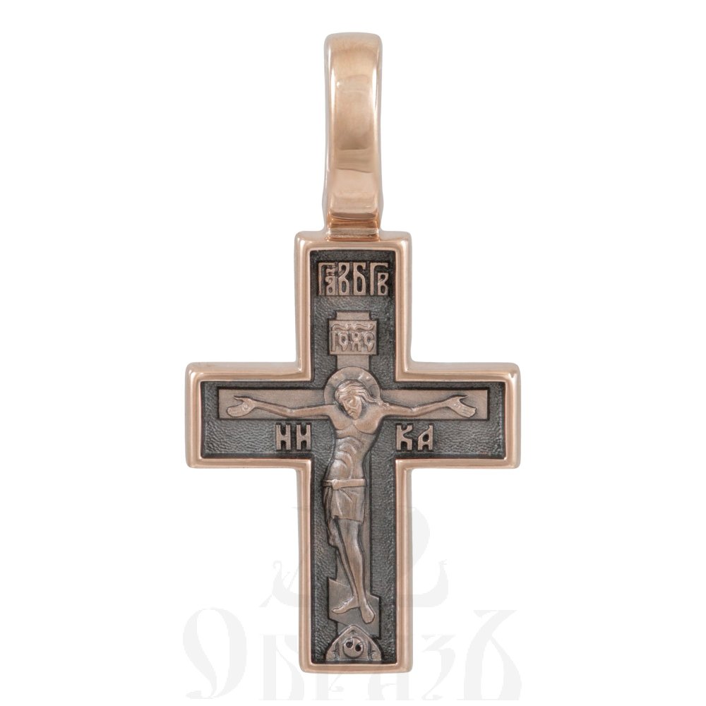 крест «распятие. молитва «спаси и сохрани», золото 585 проба красное (арт. 201.220-1)