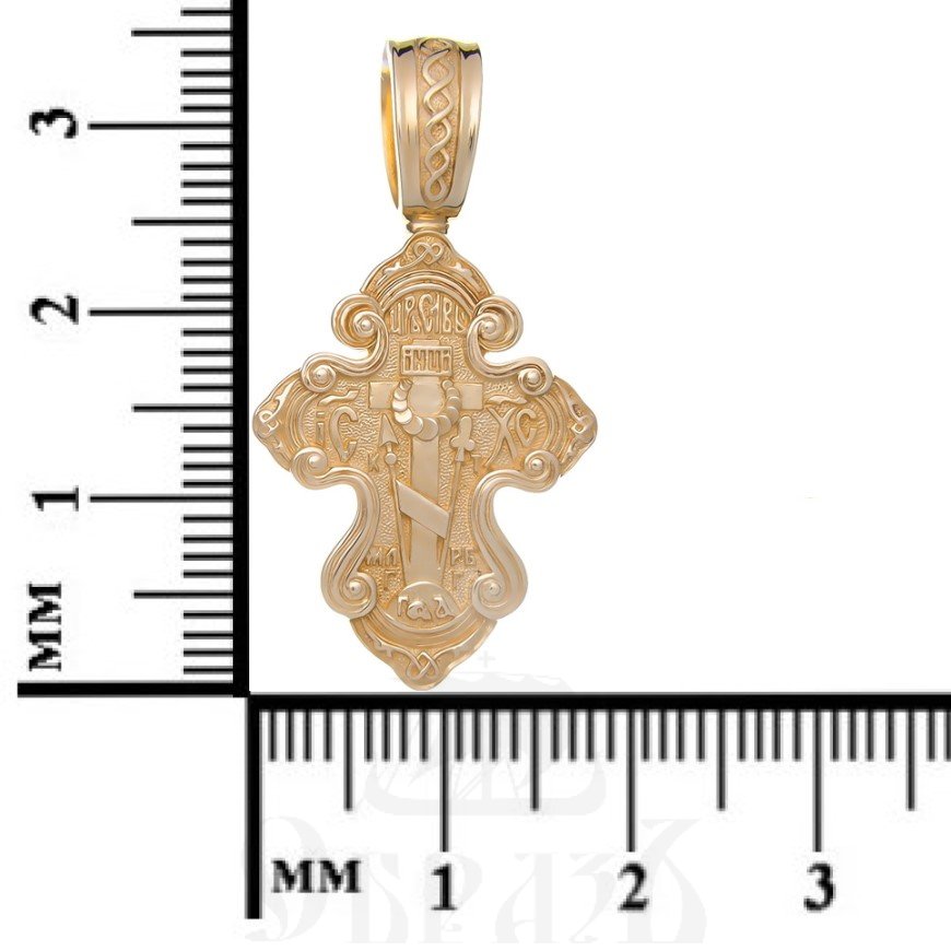 золотой крест с образом свт. николая чудотворца, 585 проба красного цвета (арт. 40229)