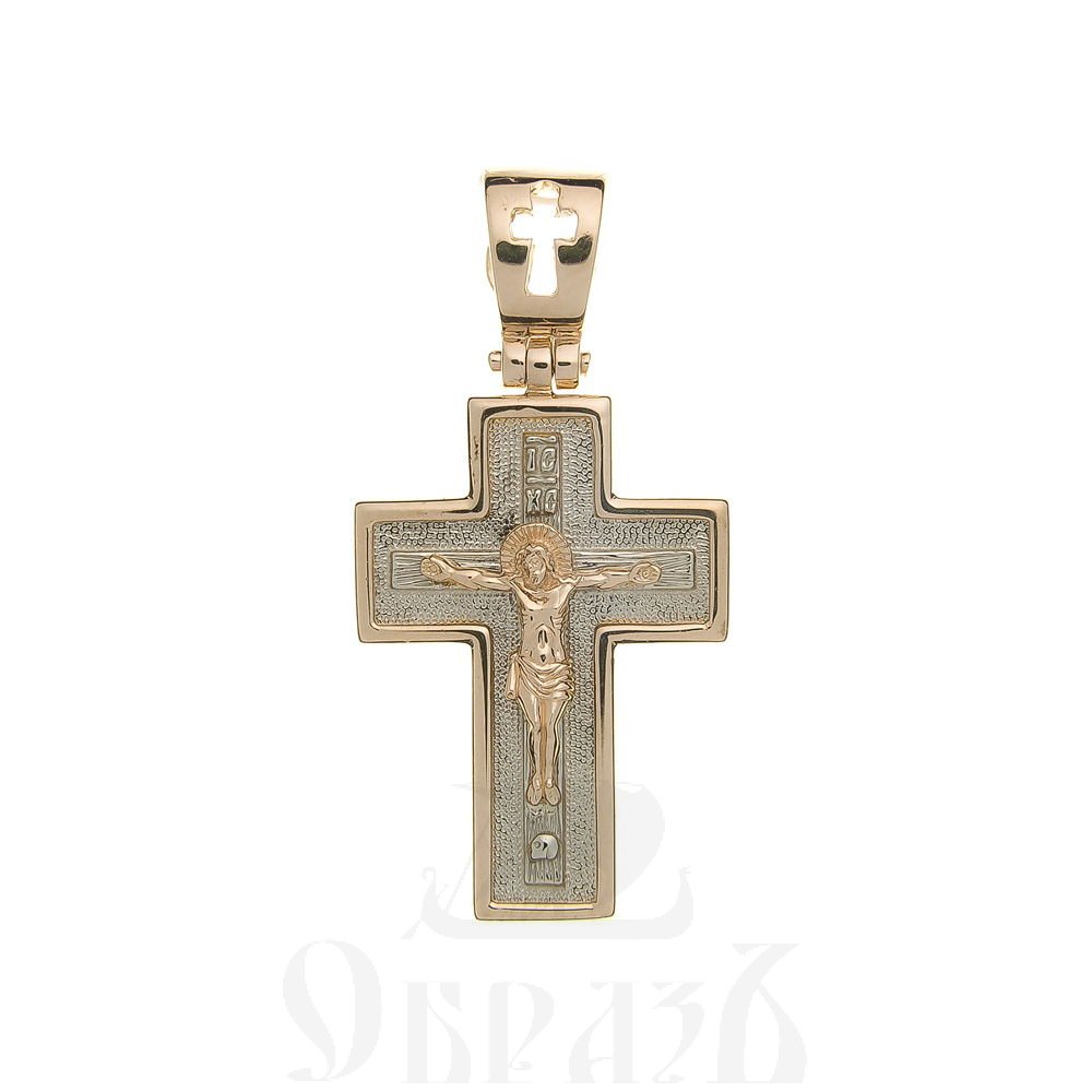 золотой крест с молитвой "отче наш", 585 проба красного и белого цвета (арт. п30053-з5кб)